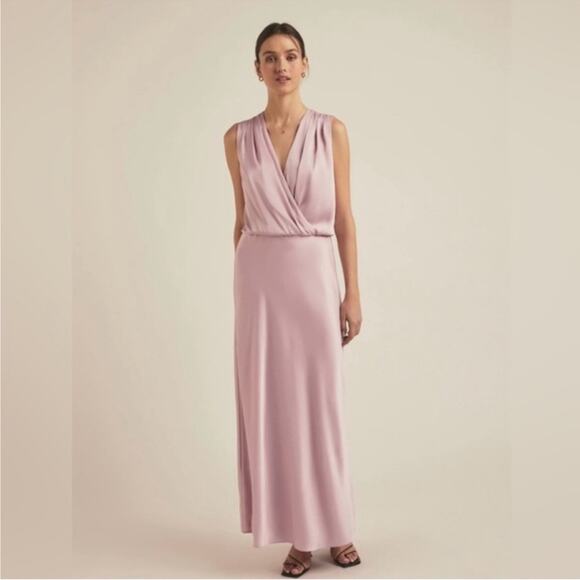 Favorite Daughter Dress Nita Maxi V Neck Sleeveless in Satin Lavender - Picture 1 of 6
